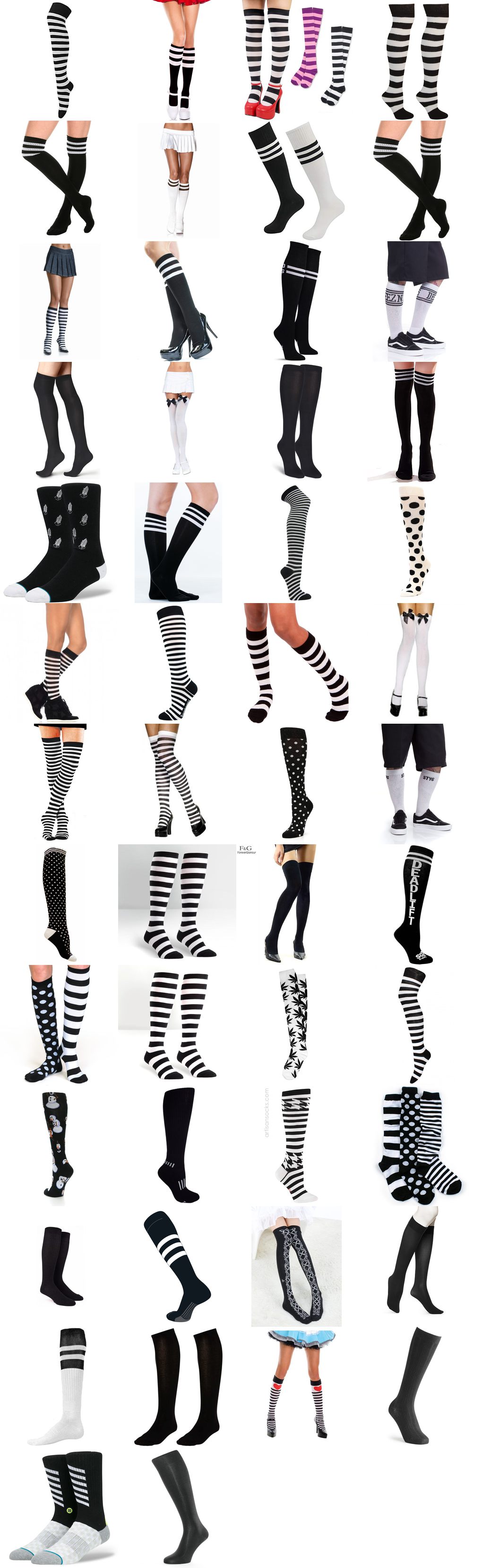black and white knee high socks